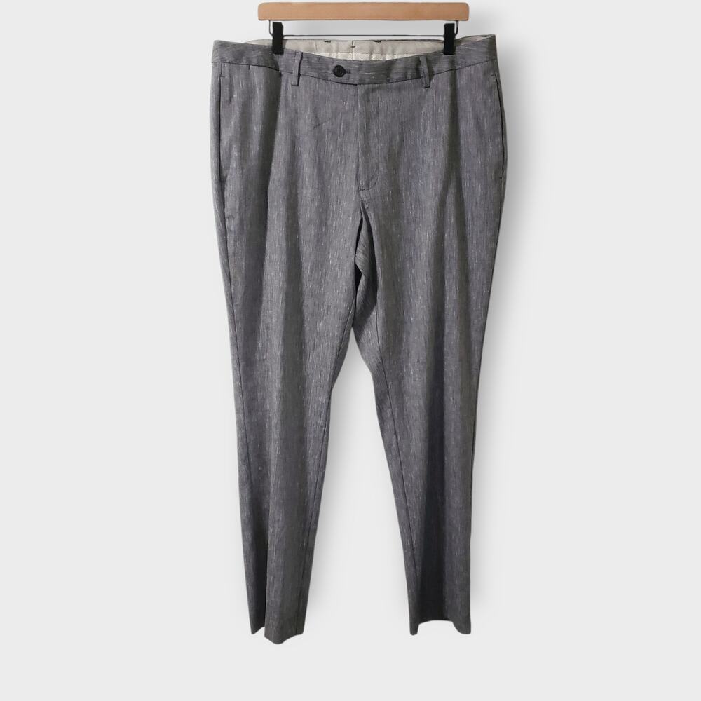 SOLD-Bonobos Mens Linen Blend Slim Trouser Pant Grey Sz 38x32 Preppy Workwear - Picture 2 of 14